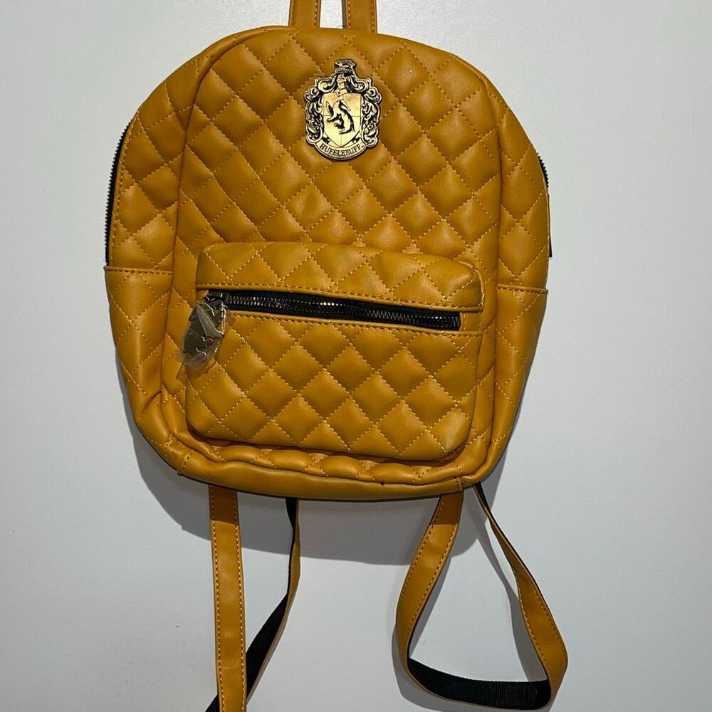 Harry Potter Hufflepuff Yellow Quilted Faux Leather Mini Backpack New with Tags